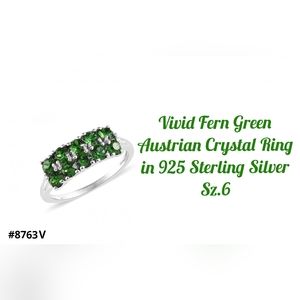 Fern green Austrian crystal, double row ring, Sz.6